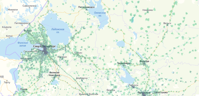 Зона покрытия МТС на карте Яхрома 